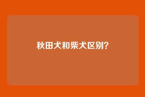 秋田犬和柴犬区别?