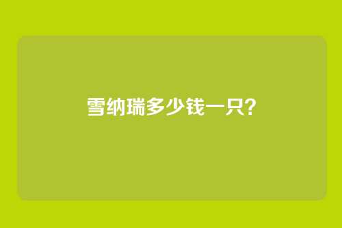 雪纳瑞多少钱一只？