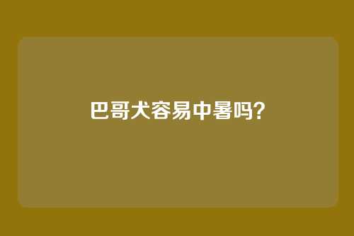 巴哥犬容易中暑吗？