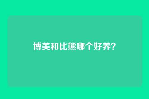 博美和比熊哪个好养？