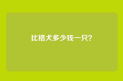 比格犬多少钱一只？