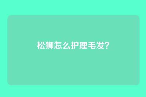 松狮怎么护理毛发?
