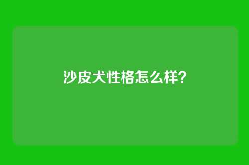 沙皮犬性格怎么样？