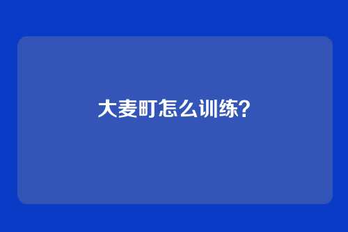 大麦町怎么训练？